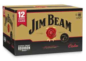 Jim Beam & Cola 12 x 250ml Cans, 7%