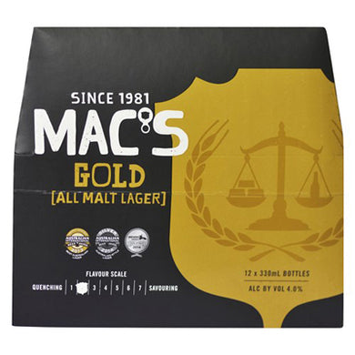 Macs Gold Lager 12 Pack Bottles 330ml