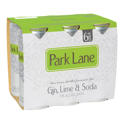 Park Lane Gin, Lime & Soda 250ml 6pk